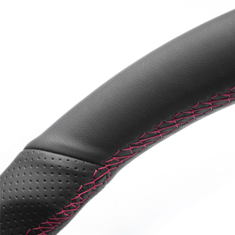 Loncky Auto Custom Fit OEM Black Genuine Leather Steering Wheel Covers